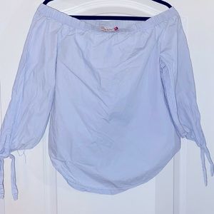 SO off the shoulder blouse with tied sleeves
